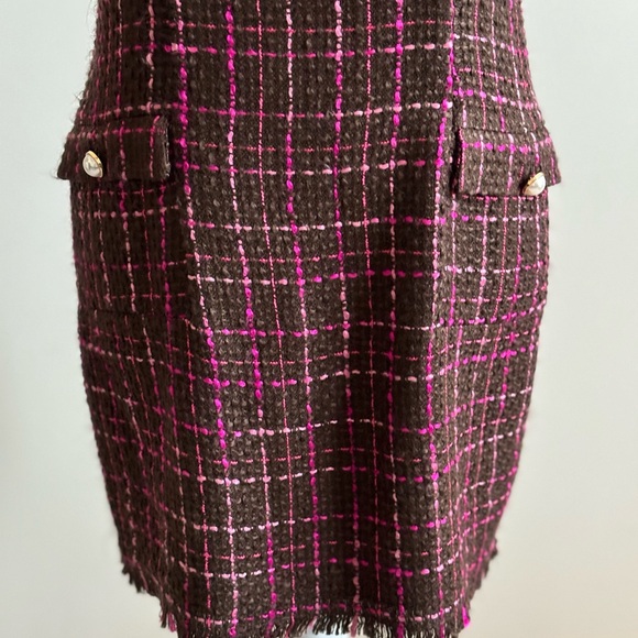 Vintage Majorelle Brown and Pink Vintage Sleeveless Tweed Dress - Picture 13 of 15